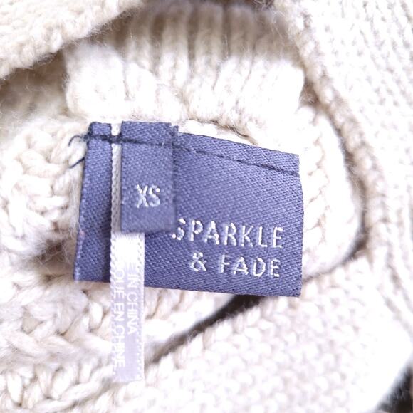 Sparkle & Fade Chunky Knit Lace Back Sweater XS, Oversized Boho Festival Casual - Picture 3 of 7